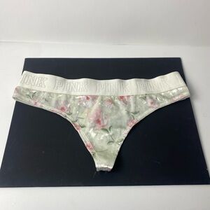 Victoria’s Secret PINK Floral Velvet Thong – Soft Stretch Waistband Size M